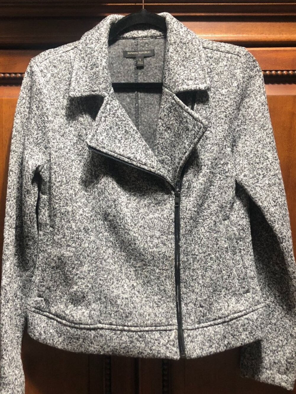 Banana Republic Gray Marled Knit Asymmetric Zip Moto Jacket Small
